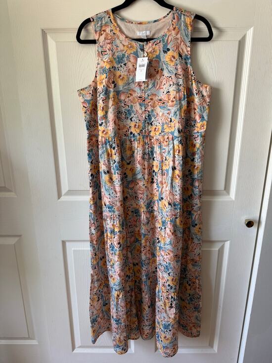 J.Jill Dresses & Skirts - J. Jill NWT Floral Tiered Maxi Dress 100% Cotton Sleeveless Lined Size M Prarie
